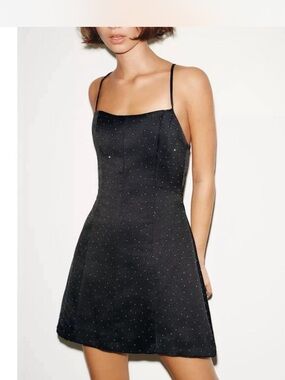 Zara satin rhinestone mini dress